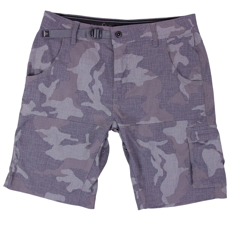 Prana Stretch Zion Cargo Shorts Mens 30x 10 Grey Camo M3ST10117 Hiking Outdoor